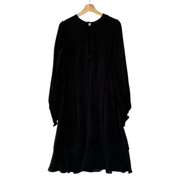 next Black Long Puff Ballon Sleeve Elastic Smocked Cuff Midi Dress Plus Size 14 - Picture 6 of 12